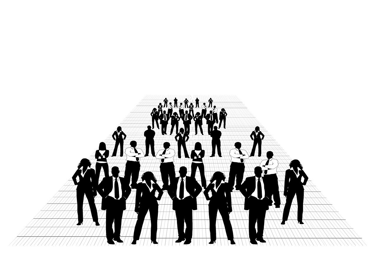 silhouettes of people standing on a white background