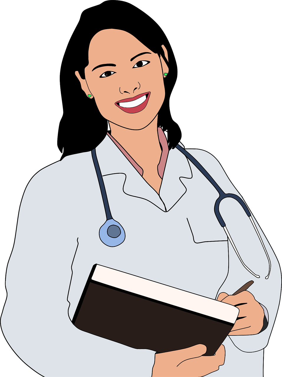 a female doctor smiling at the camera with her clip art