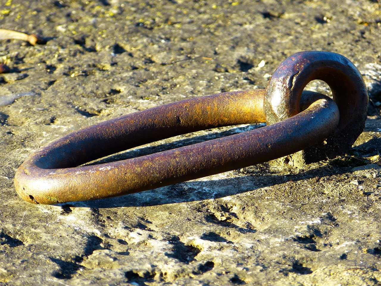two rusty chains on a ground