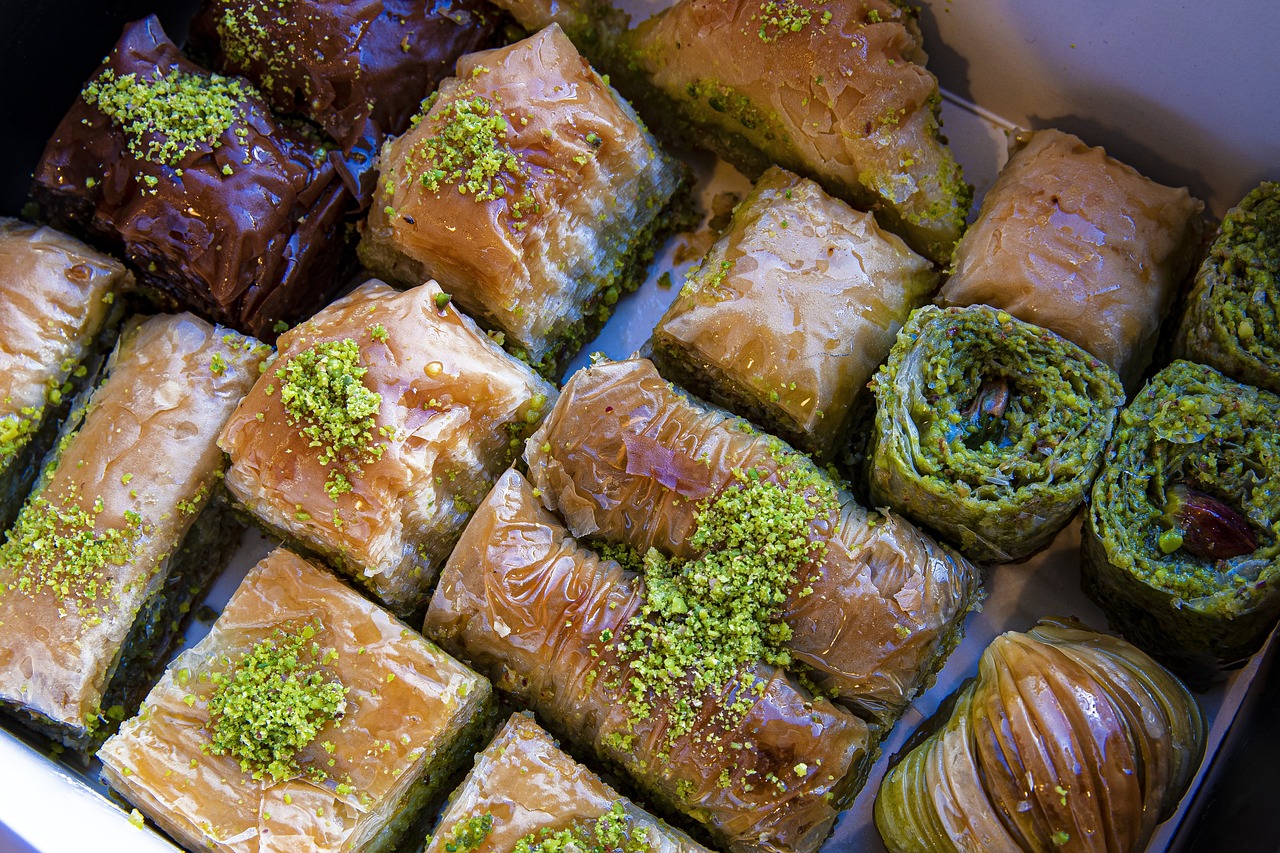 a box of food containing different kinds of desserts