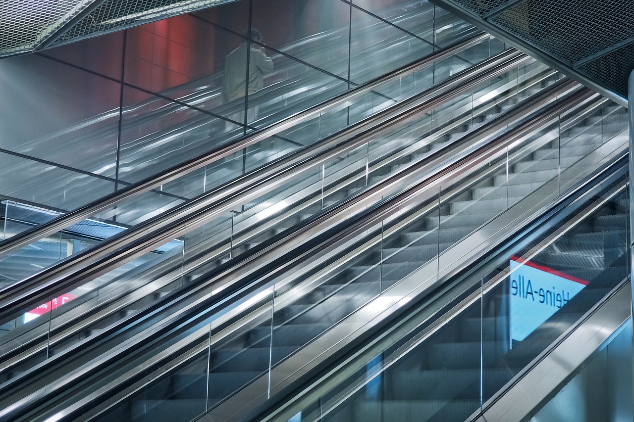 this is a s of an escalator looking down