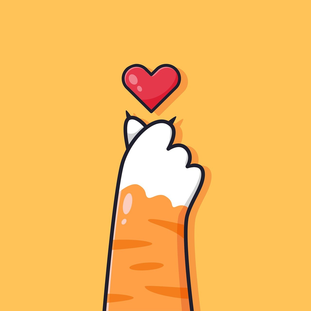 a drawing of a cat holding a heart on the side of it