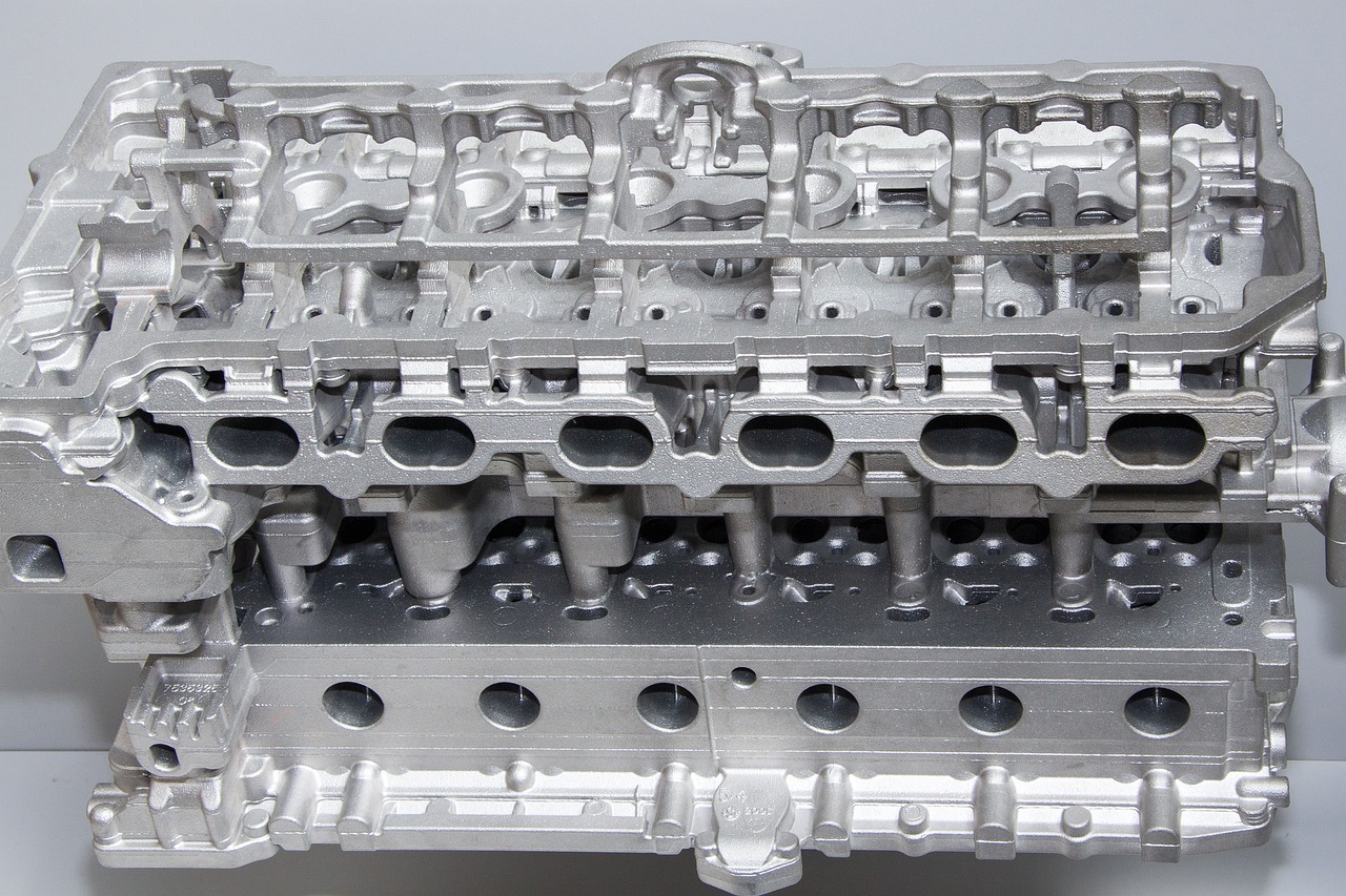 the cylinder housing of a used, four cylinder car engine