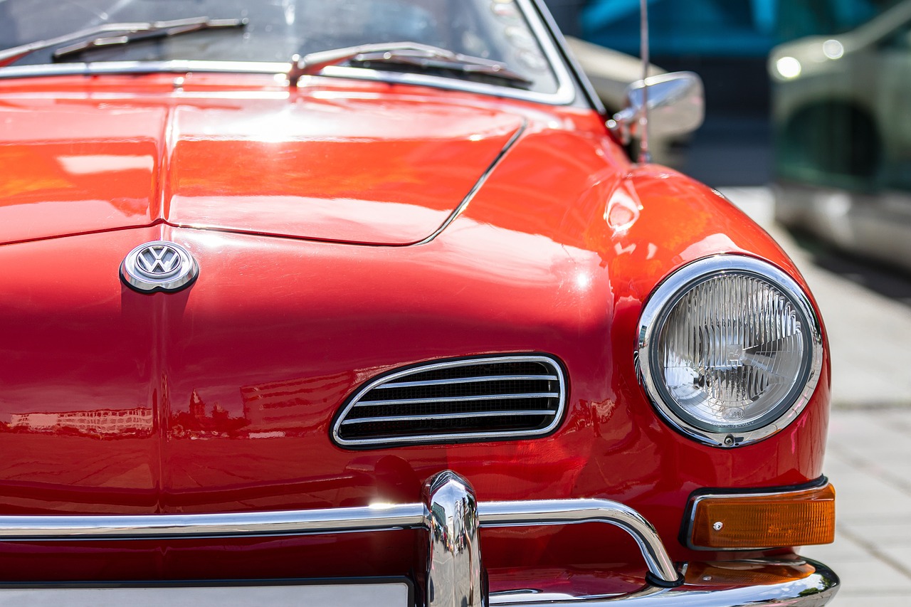 a car is parked and its front end showing