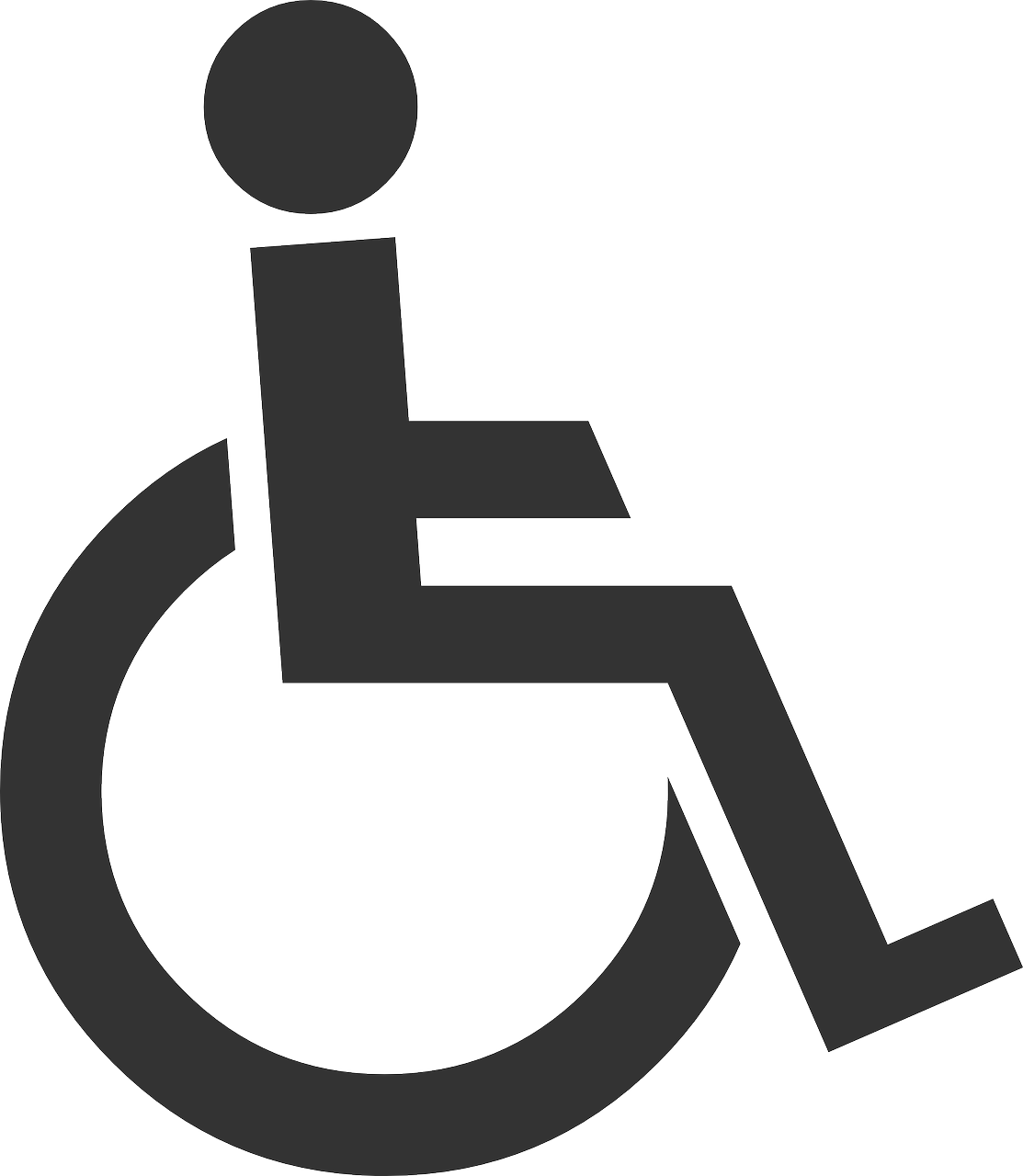 a black and white image of a man in a wheelchair