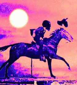 a large image of a person on top of a horse