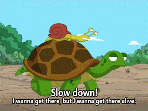 a cartoon turtle that is walking around with a snail on top of it