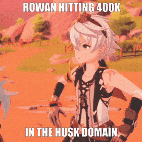 the character in a futuristic outfit with text that reads rowan hitting 4k in the husky