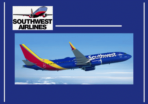 an airplane is flying with southwest airlines on it
