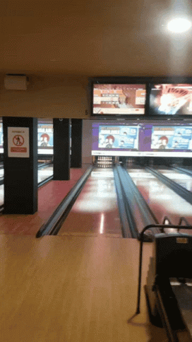 an image of the bowling alley at night time