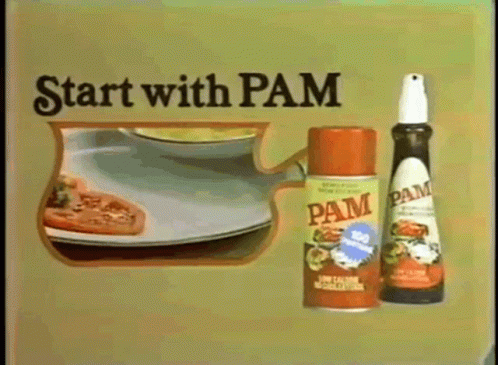 a blue sign with different items that say start with pam