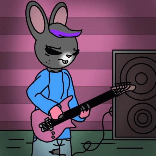 this is a cartoon of a rabbit that is playing a guitar