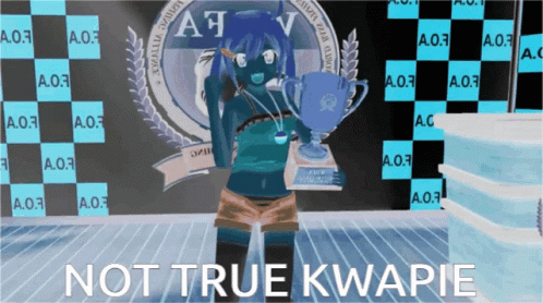 a cartoon style image with the words not true kwapie