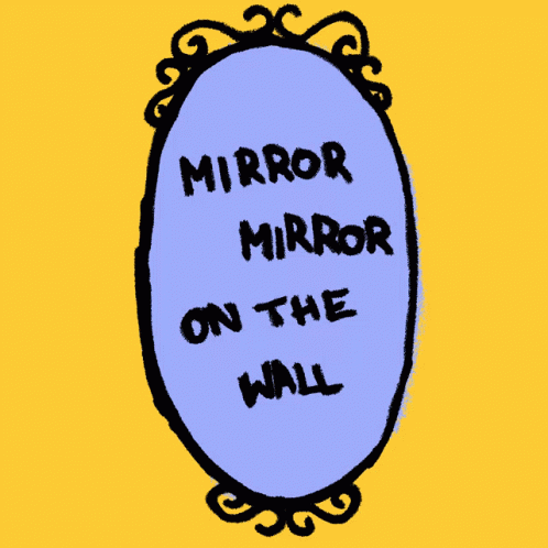 a mirror has the words mirror on the wall on it