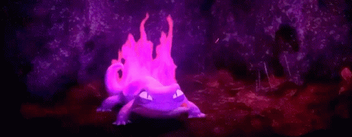 a pink, glowing animal floating in a stream of water