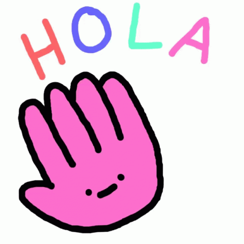 a hand is holding the word hola in the middle of it