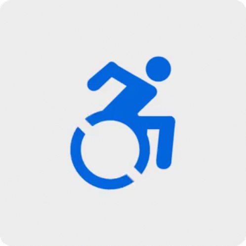 an orange logo for a toilet with a person in a wheelchair