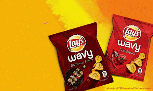 two bags of lay's wave sitting on a blue background