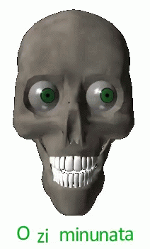 a green eyed skull looks menacing and creepy