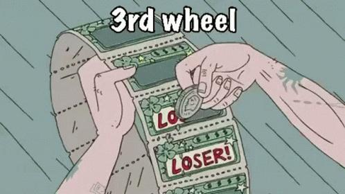 a cartoon hand putting money into a stack of dollar notes