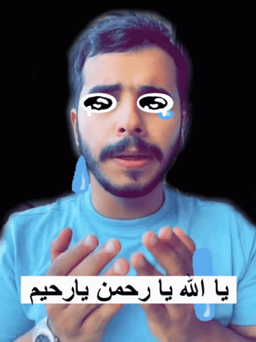 an arabic guy showing his expression with the caption
