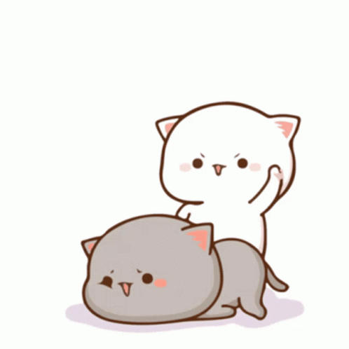 a cartoon of a cat and another cat that are hugging