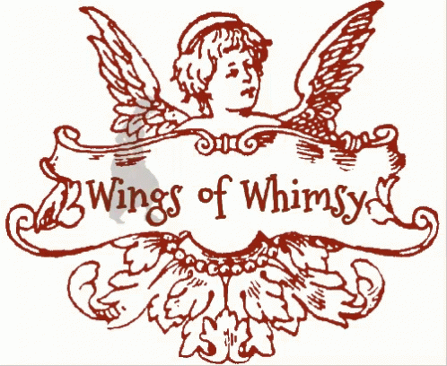 wings of whimsey sign with angel with ribbon