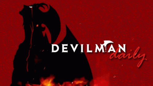 a po of the devilman online logo with fire flames
