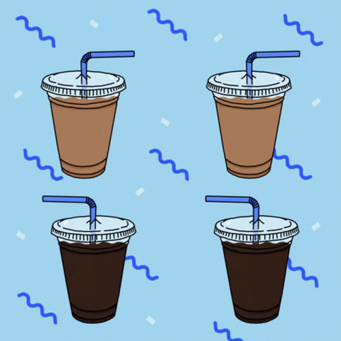 an illustrated coffee cup has a straw and a straw in each of the cups