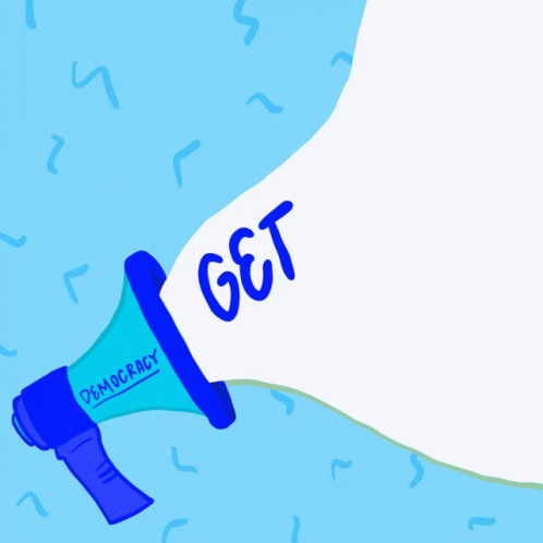 a hand is holding a megaphone over the letters gt