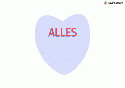 an alles heart with the words'alles'on it