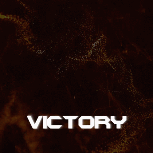 the words victory glow in a dark background