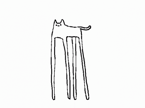 a drawing of a cat standing on a pair of legs
