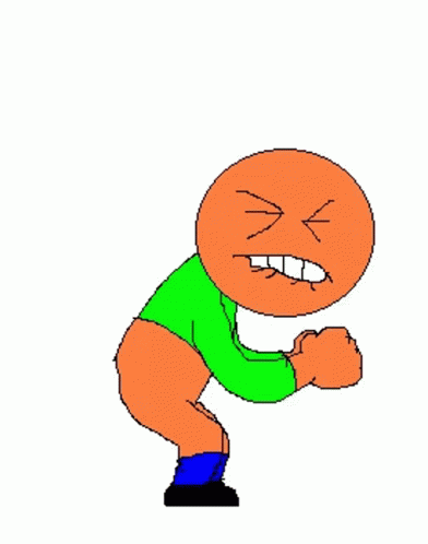 cartoon character character, blue man punching a tennis ball