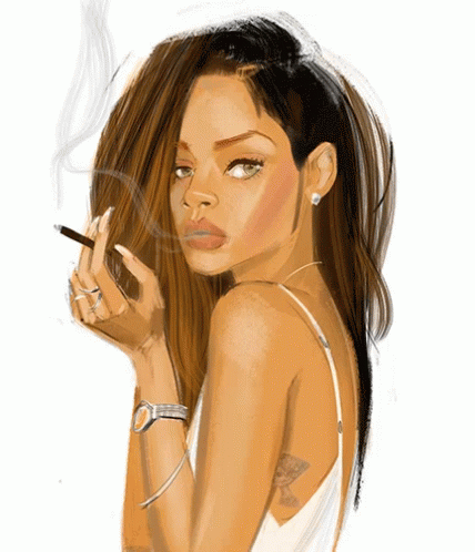 a woman smokes a cigarette with a cigarette lighter