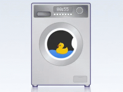 a appliance that uses an animated rubber ducky for the washing machine