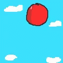 an animated blue object flying through the air
