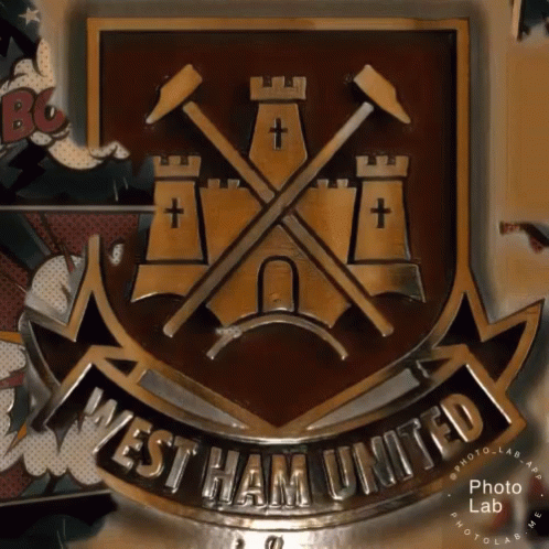the crest of west ham united in silver on blue background