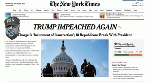 the new york times front page with the po of president donald trump