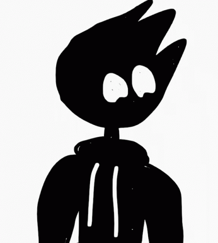 black and white silhouette of a cat with big eyes