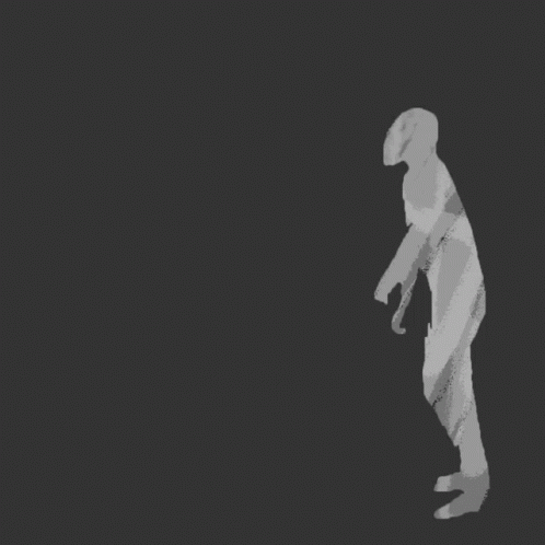 a white alien standing in the dark