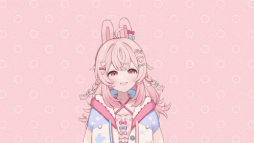 a anime girl with long hair and bunny ears