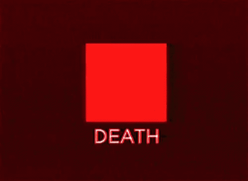 the word death is in the center of a blue square