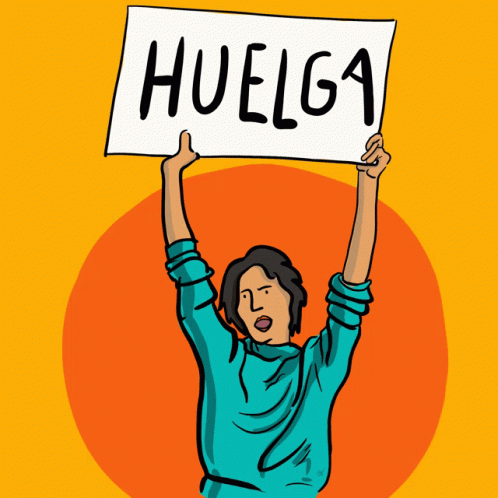 a person holding up a sign saying huga