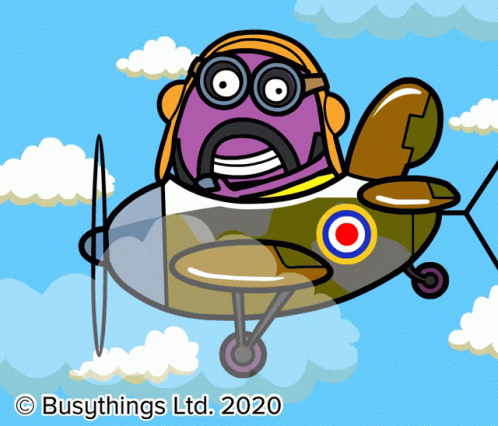 an illustration of a cartoon airplane with a surprised look on it's face