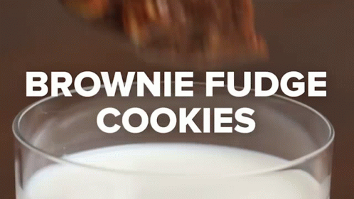 there is a glass of brownie fudge cookies