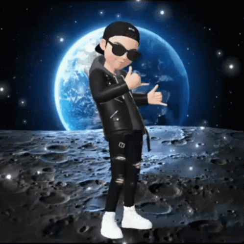 a person in black and white standing on the moon