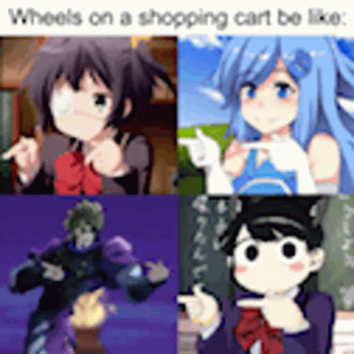 several pictures, with one caption that says wheels on a shopping cart but to