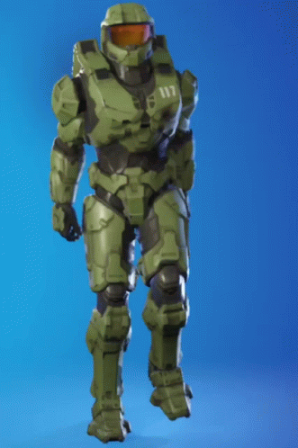a green and black futuristic soldier stands in the orange background