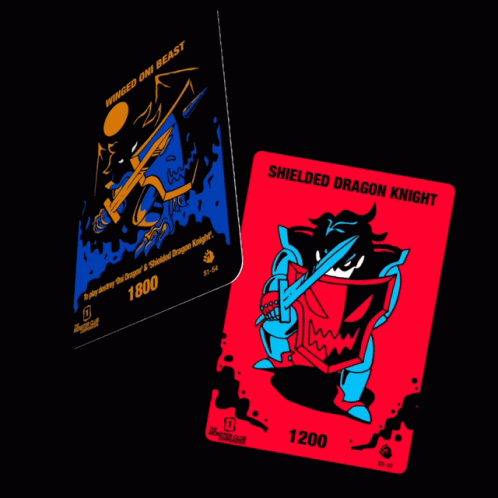 two different playing cards one in blue and one in orange